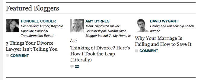 Yup, that's my mug along with a roundup of some of my very best qualities on HuffPo Divorce.